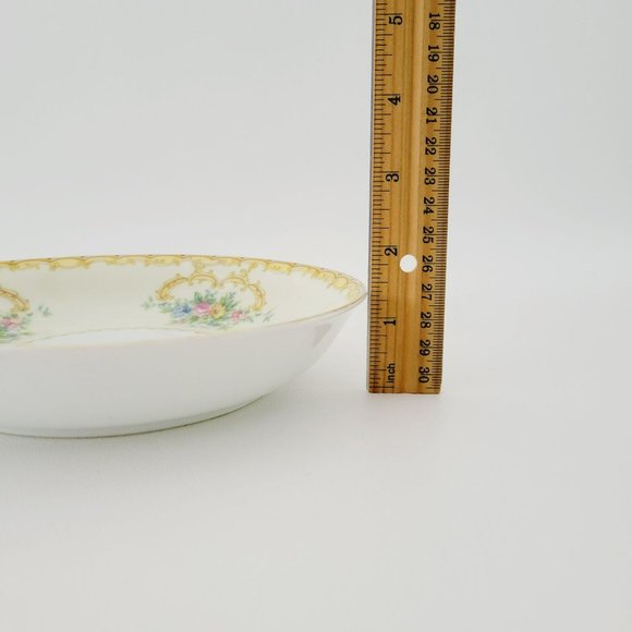 Noritake Charon Salad Plate & Coupe Soup Bowl, c1933-40, Floral & Yellow Scrolls - Picture 10 of 11